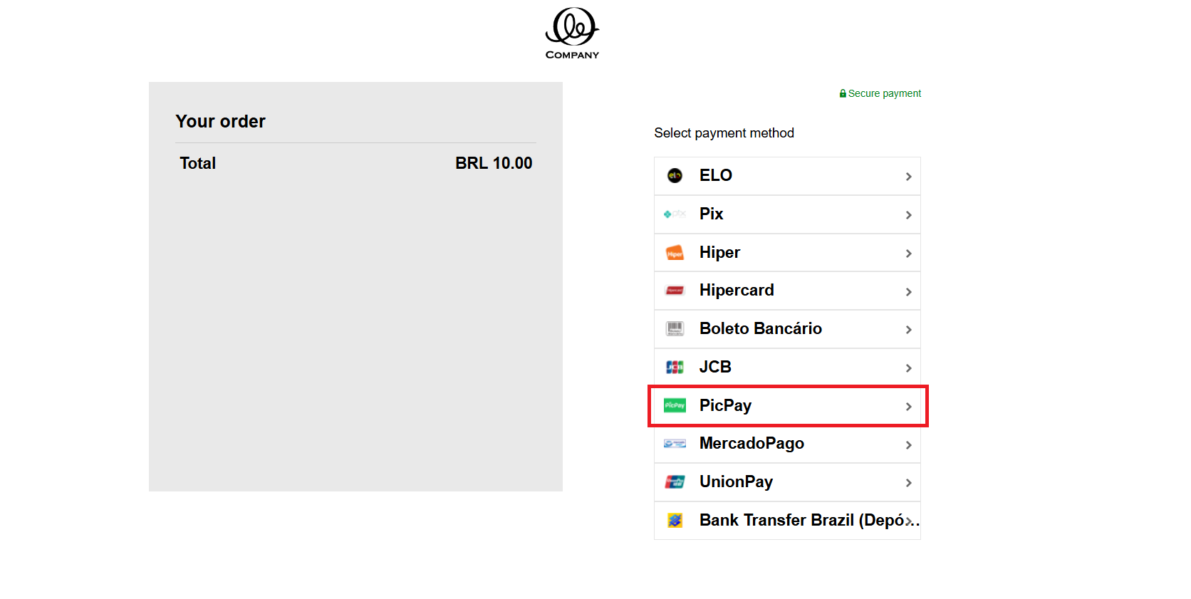 picpay-selecting-payment option